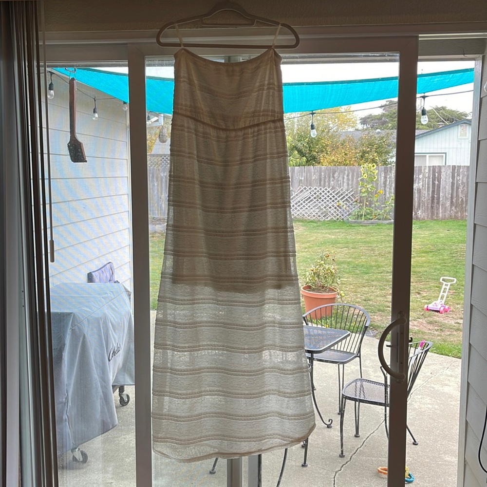 Strapless cream lace dress